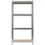 Scaffale Argento 80x40x160 cm Acciaio e MDF