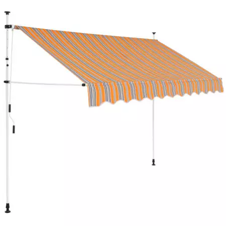 Tenda da Sole Retrattile Manuale 300 cm a Strisce Blu e Gialle