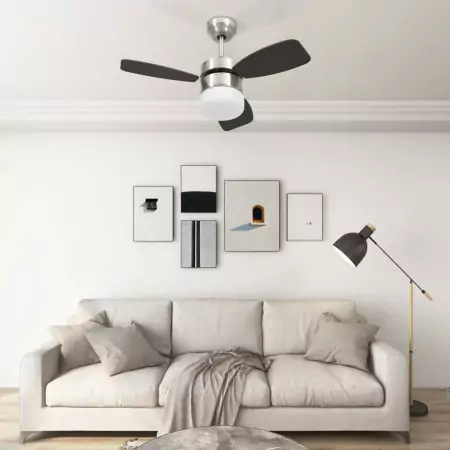 Ventilatore Soffitto con Luce e Telecomando 76 cm Marrone Scuro