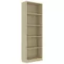 Libreria a 5 Ripiani Rovere Sonoma 60x24x175 cm in Truciolato