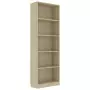 Libreria a 5 Ripiani Rovere Sonoma 60x24x175 cm in Truciolato