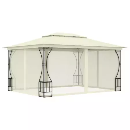 Gazebo con Rete 300x400x265 cm Crema