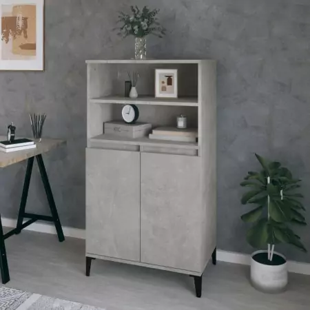 Credenza Grigio Cemento 60x36x110 cm in Legno Multistrato