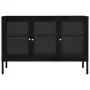 Credenza Nera 105x35x70 cm in Acciaio e Vetro