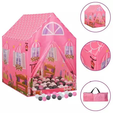 Tenda da Gioco per Bambini Rosa con 250 Palline 69x94x104 cm