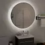 Armadio da Bagno con Specchio Rotondo e LED Grigio 54x54x17,5cm