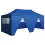 Gazebo Pieghevole con 4 Pareti 3x6m Acciaio Blu