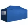 Gazebo Pieghevole con 4 Pareti 3x6m Acciaio Blu