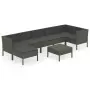 Set Divani da Giardino 8 pz con Cuscini in Polyrattan Grigio