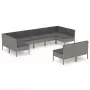 Set Divani da Giardino 9 pz con Cuscini in Polyrattan Grigio