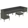 Set Divani da Giardino 8 pz con Cuscini in Polyrattan Grigio