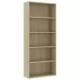 Libreria a 5 Ripiani in Rovere Sonoma 80x30x189cm Truciolato