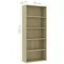 Libreria a 5 Ripiani in Rovere Sonoma 80x30x189cm Truciolato