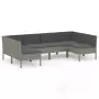 Set Divani da Giardino 8 pz con Cuscini in Polyrattan Grigio