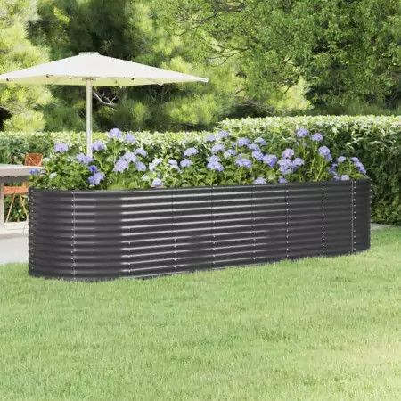 Vaso Giardino Acciaio Verniciato Polvere 322x100x68cm Antracite