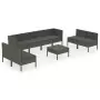 Set Divani da Giardino 9 pz con Cuscini in Polyrattan Grigio