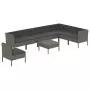 Set Divani da Giardino 9 pz con Cuscini in Polyrattan Grigio