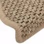 Tappeti Adesivi Scale Aspetto Sisal 15 pz 65x25 cm Beige Scuro