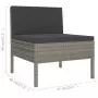 Set Divani da Giardino 6 pz con Cuscini in Polyrattan Grigio