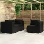 Set Divani da Giardino 3 pz con Cuscini in Polyrattan Nero