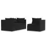 Set Divani da Giardino 3 pz con Cuscini in Polyrattan Nero