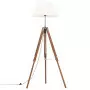 Lampada a Treppiede Marrone e Bianco in Legno di Teak 141 cm