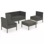 Set Divani da Giardino 5 pz con Cuscini in Polyrattan Grigio