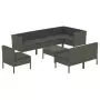 Set Divani da Giardino 9 pz con Cuscini in Polyrattan Grigio