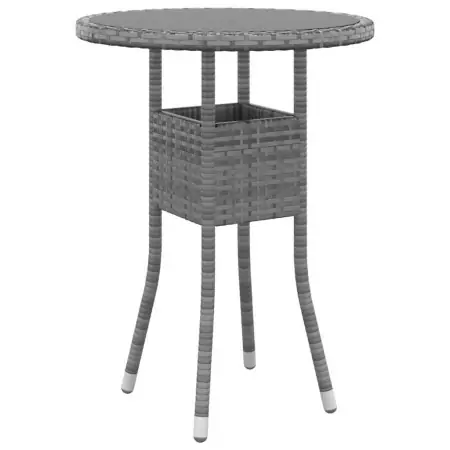 Tavolo Giardino Ø60x75 cm Vetro Temperato e Polyrattan Grigio