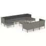 Set Divani da Giardino 11 pz con Cuscini in Polyrattan Grigio