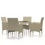 Set Mobili da Pranzo per Giardino 5 pz in Polyrattan Beige