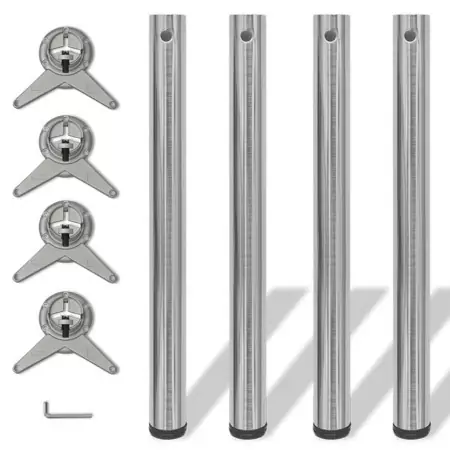 Set Gambe Tavolo 4 pz in Nickel Spazzolato Regolabili 710 mm