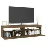 Mobile Porta TV con Luci LED 2pz Rovere Marrone 75x35x40 cm