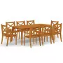 Set da Pranzo per Giardino 9 pz in Legno Massello di Acacia