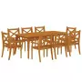 Set da Pranzo per Giardino 9 pz in Legno Massello di Acacia