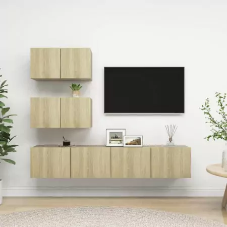 Set Mobili TV 4 pz Rovere Sonoma in Truciolato