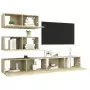 Set Porta TV 4 pz Rovere Sonoma in Truciolato