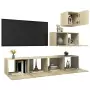 Set Porta TV 4 pz Rovere Sonoma in Truciolato