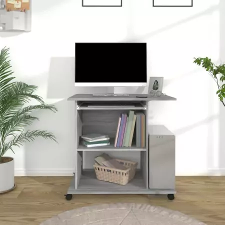 Scrivania Computer Grigio Sonoma 80x50x75 cm Legno Multistrato