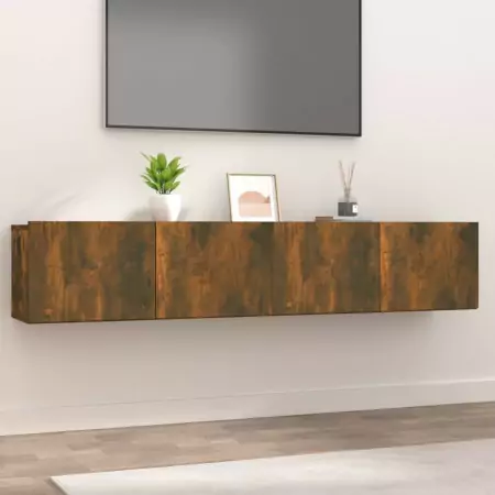 Mobili Porta TV 2 pz Rovere Fumo 80x30x30 in Legno Multistrato