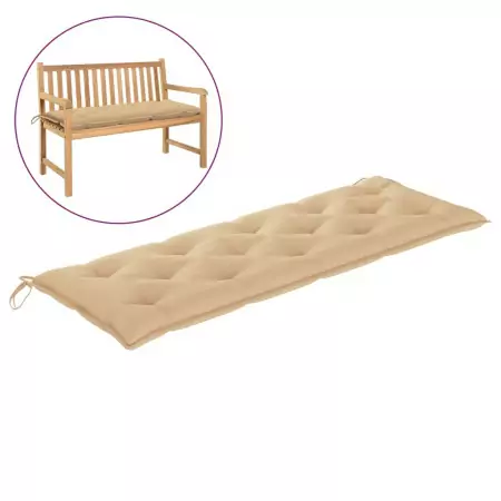 Cuscino per Panca da Giardino Beige 150x50x7 cm in Tessuto