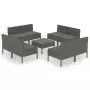 Set Divani da Giardino 9 pz con Cuscini in Polyrattan Grigio