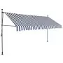 Tenda da Sole Retrattile Manuale con LED 400 cm Blu e Bianco