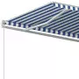 Tenda da Sole Retrattile Automatica con Pali 6x3 m Blu e Bianca