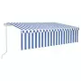 Tenda Sole Retrattile Automatica con Parasole 6x3m Blu Bianca