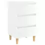 Comodino con Gambe in Legno Massello Bianco Lucido 40x35x69 cm