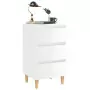 Comodino con Gambe in Legno Massello Bianco Lucido 40x35x69 cm