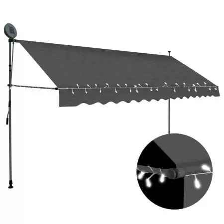 Tenda da Sole Retrattile Manuale con LED 400 cm Antracite