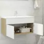 Mobile da Bagno con Lavabo Bianco e Rovere Sonoma in Truciolato