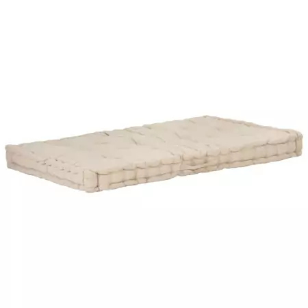 Cuscino per Pallet e Pavimento in Cotone 120x80x10 cm Beige